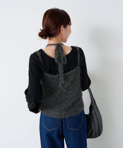 【4色可選】毛絨針織吊帶