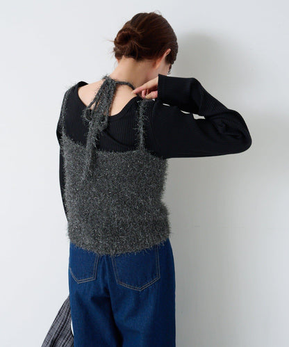 【4色可選】毛絨針織吊帶