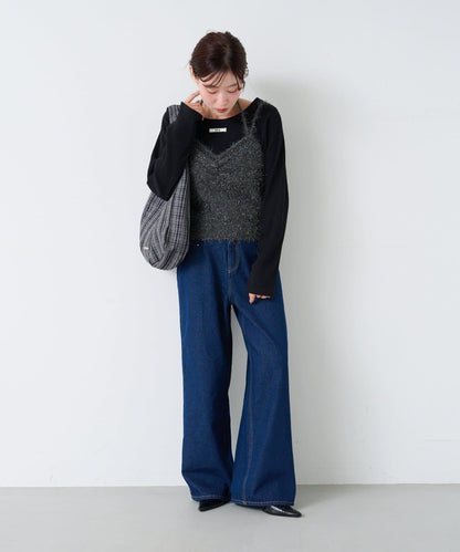 【Kastane】帶裝飾珠寶的牛仔褲