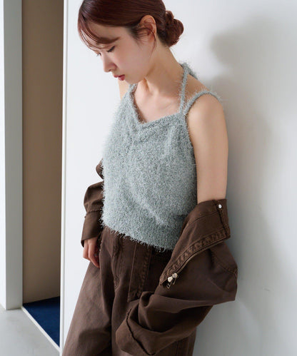 【4色可選】毛絨針織吊帶