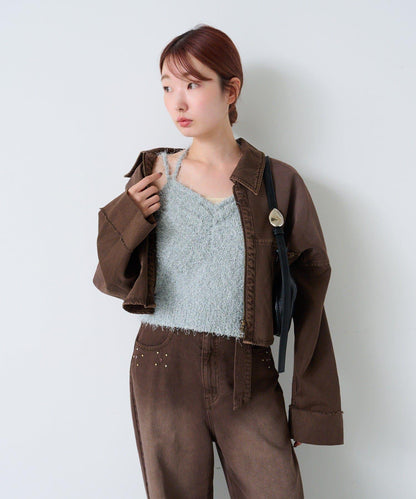 【4色可選】毛絨針織吊帶