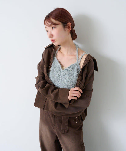 【4色可選】毛絨針織吊帶