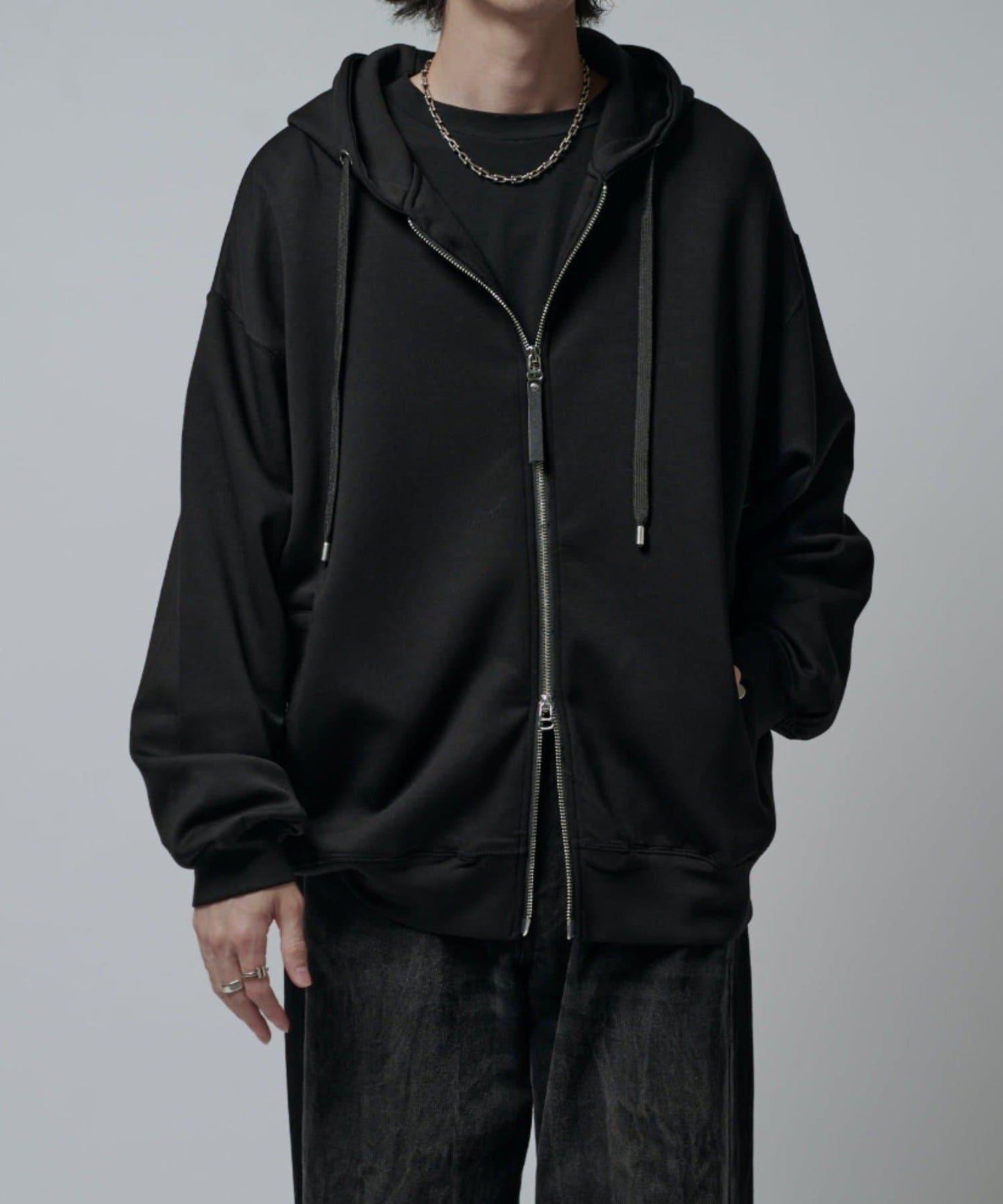 絲滑針織拉鍊連帽衫