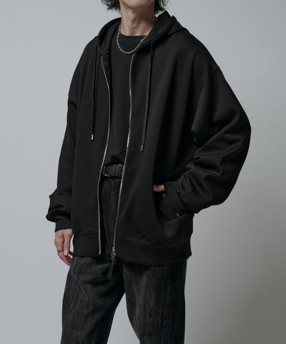 絲滑針織拉鍊連帽衫