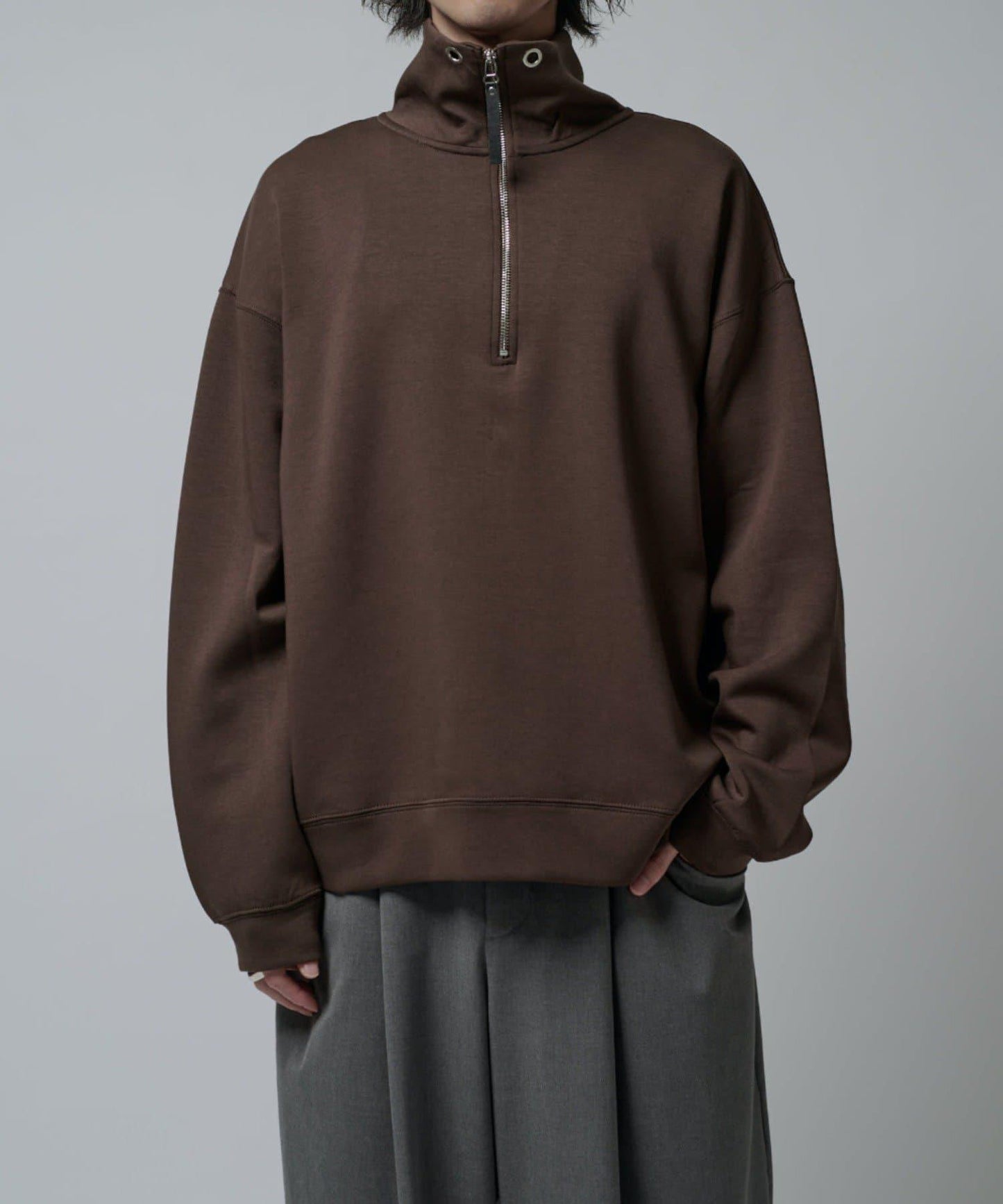 絲滑面料半拉鍊上衣