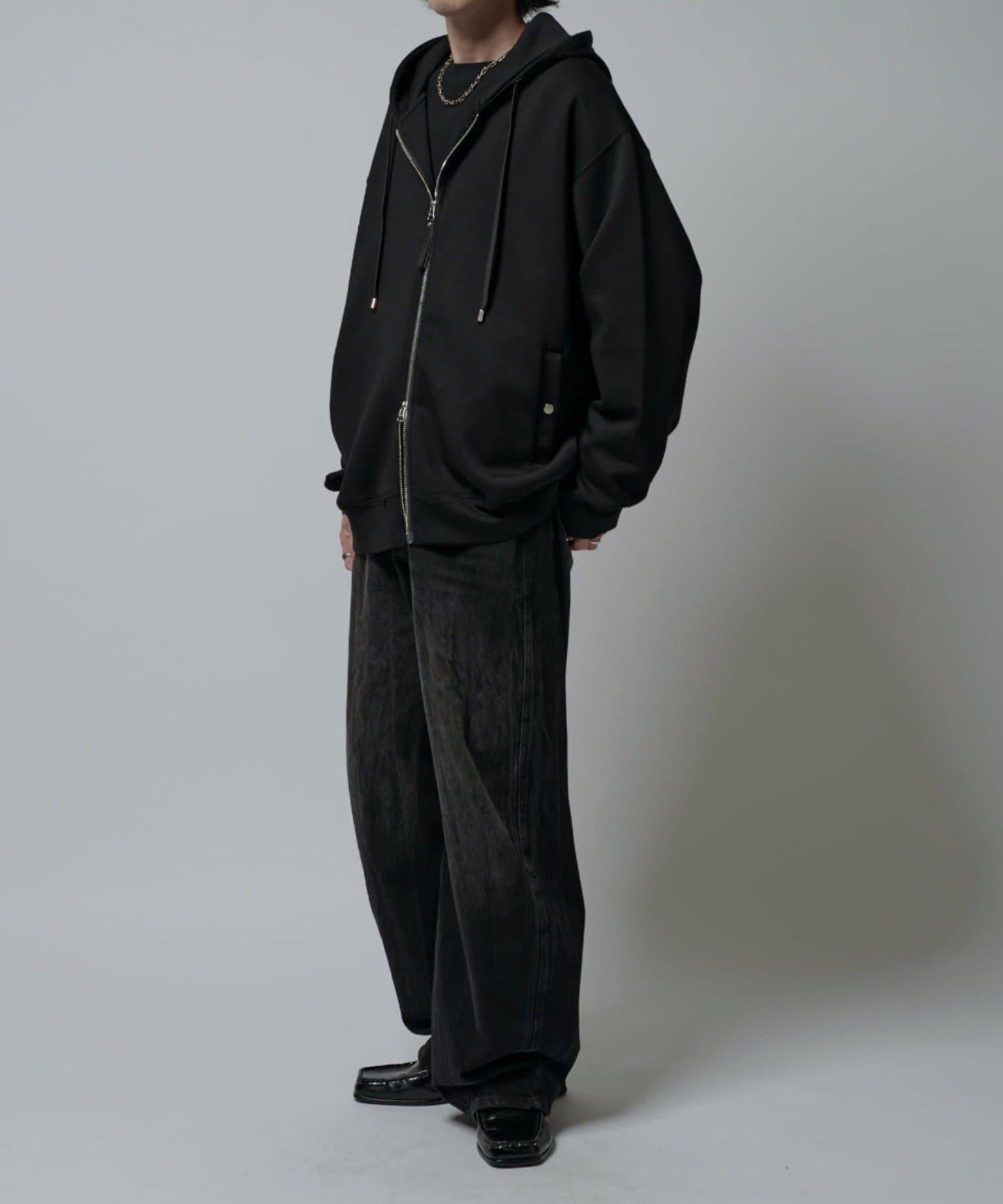 絲滑針織拉鍊連帽衫