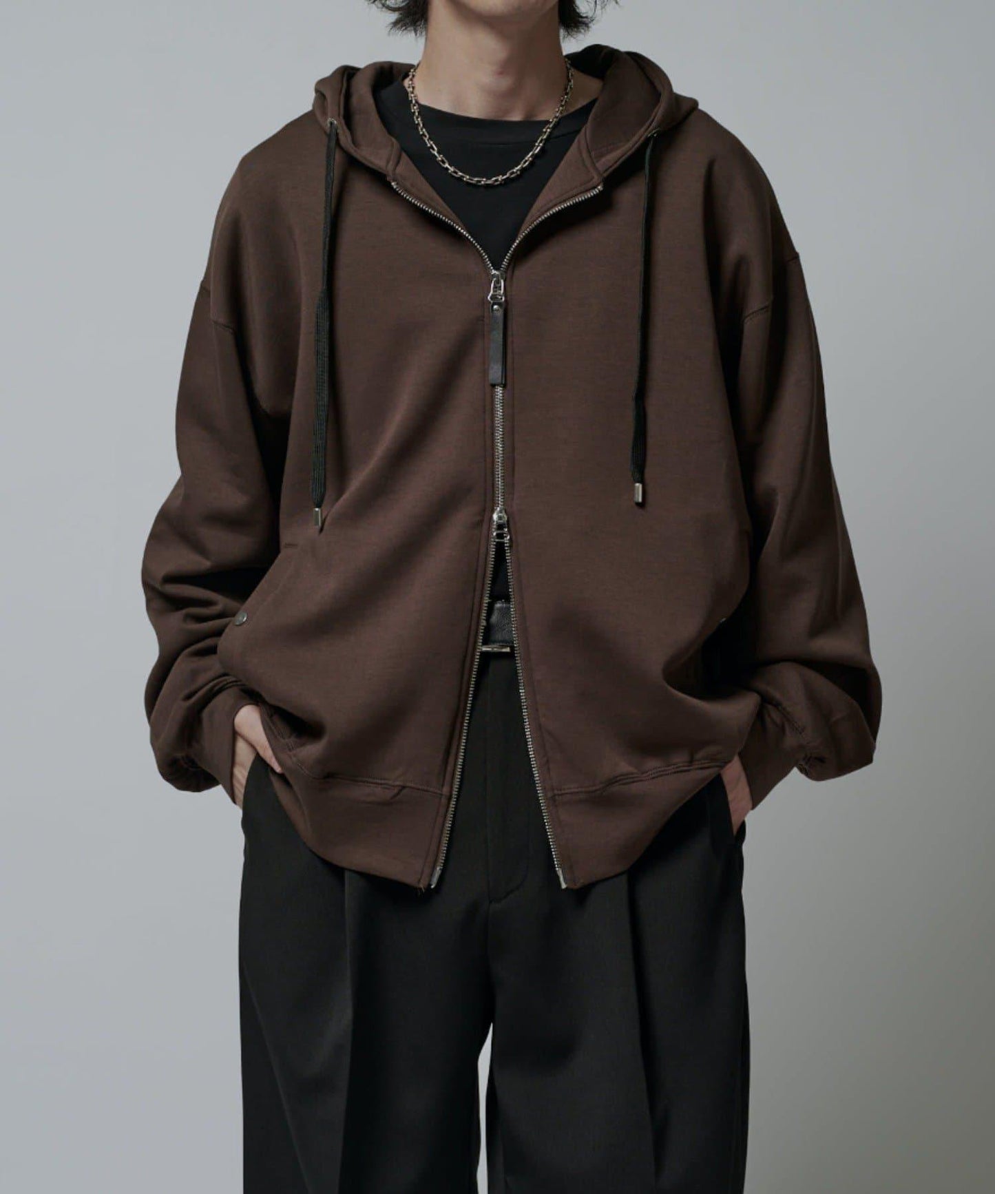 絲滑針織拉鍊連帽衫