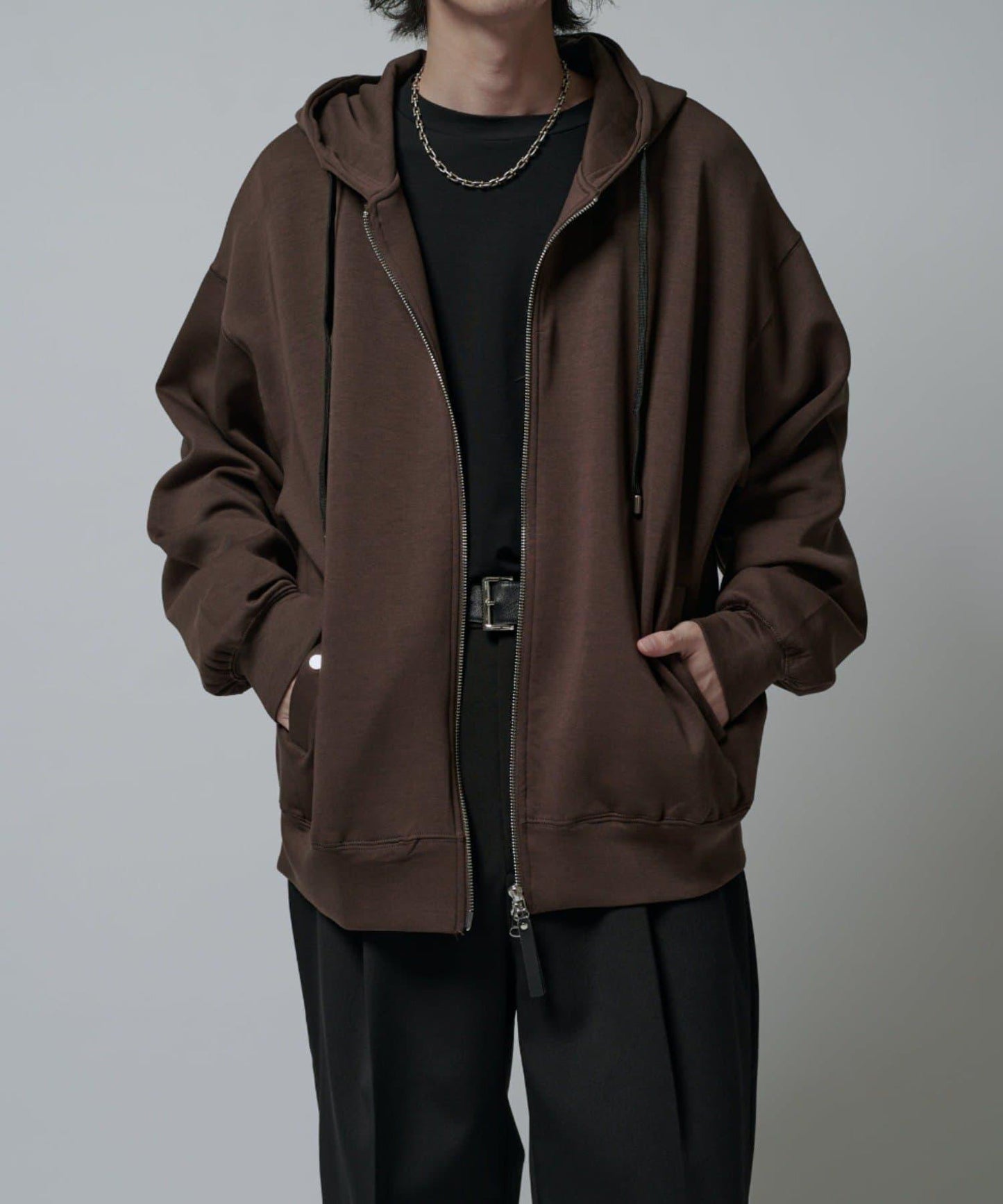 絲滑針織拉鍊連帽衫