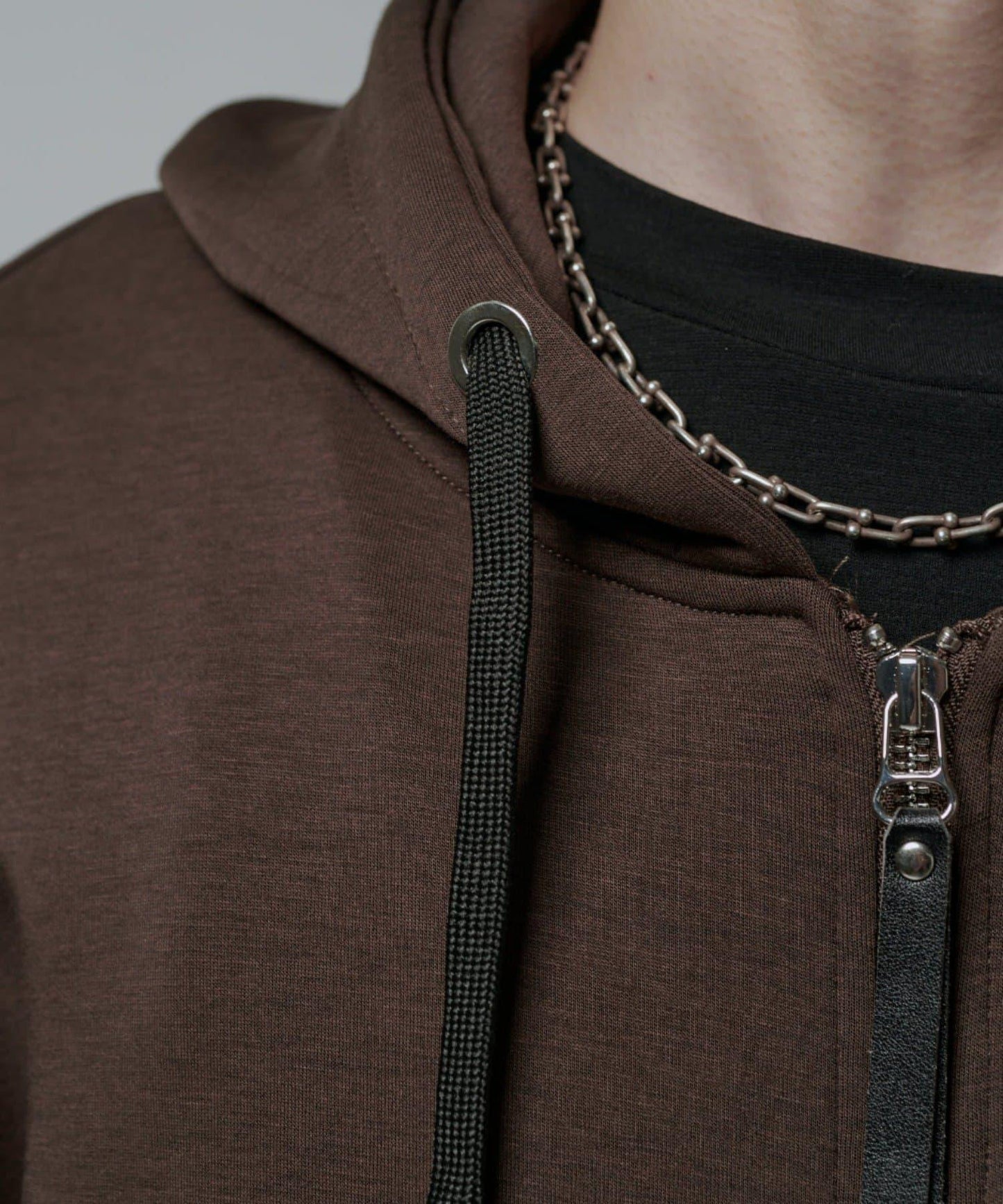 絲滑針織拉鍊連帽衫