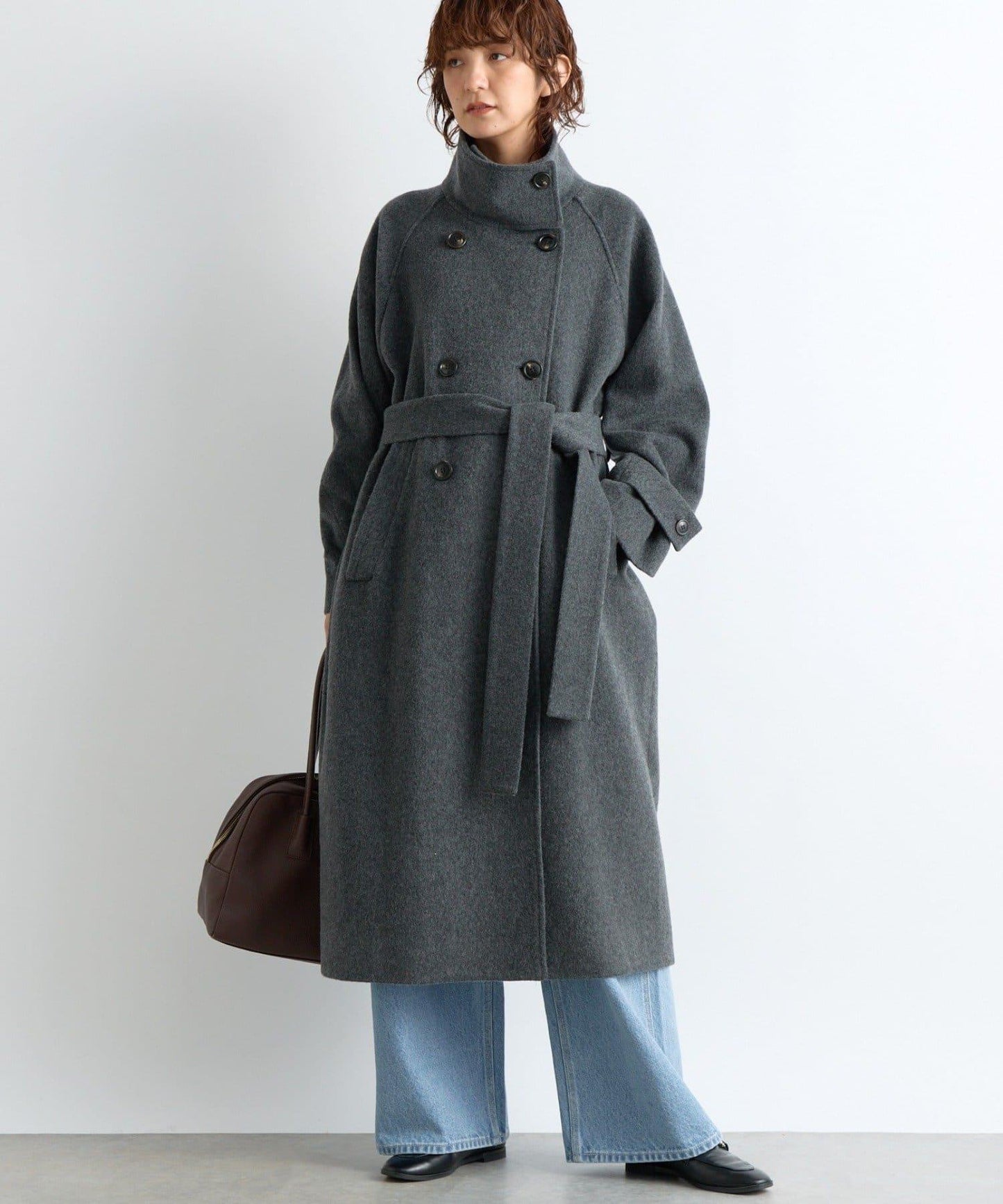 【顯瘦】立領繫帶大衣