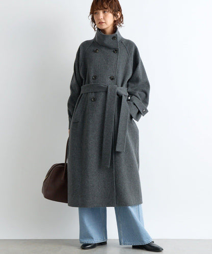 【顯瘦】立領繫帶大衣