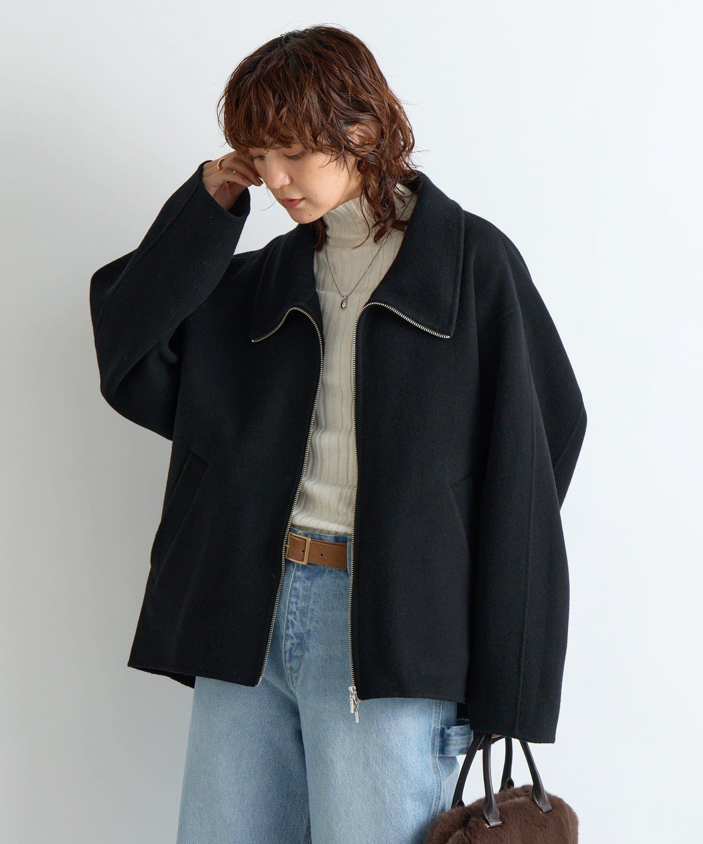 【帥氣穿搭】立領拉鍊雙面呢大衣