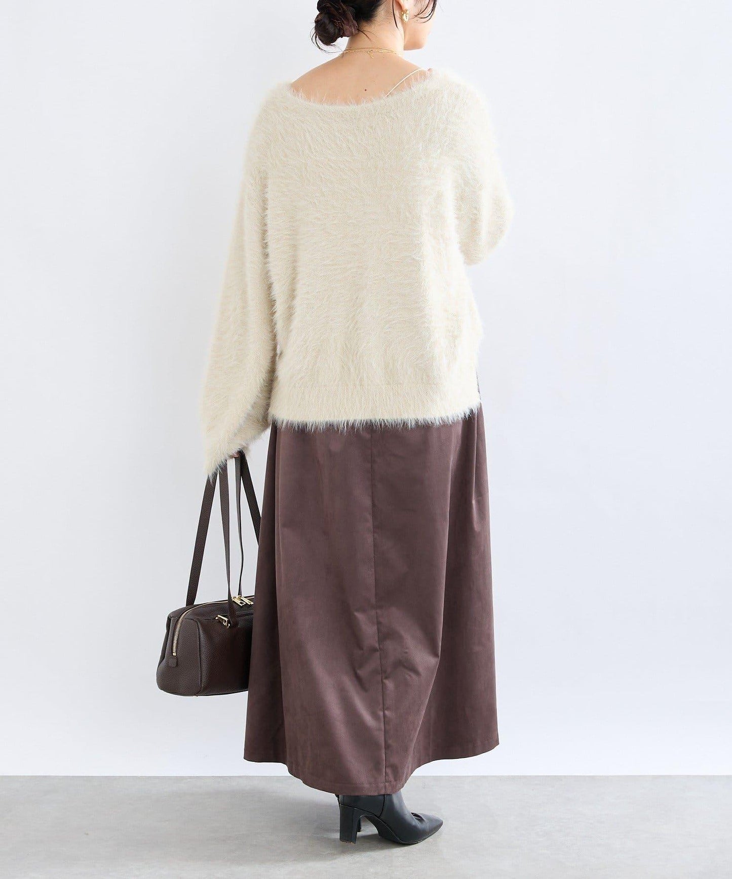 【RIVE DROITE】磨毛面料側褶半身裙