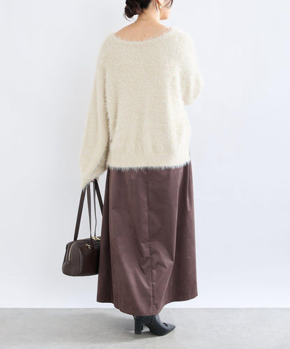 【RIVE DROITE】磨毛面料側褶半身裙