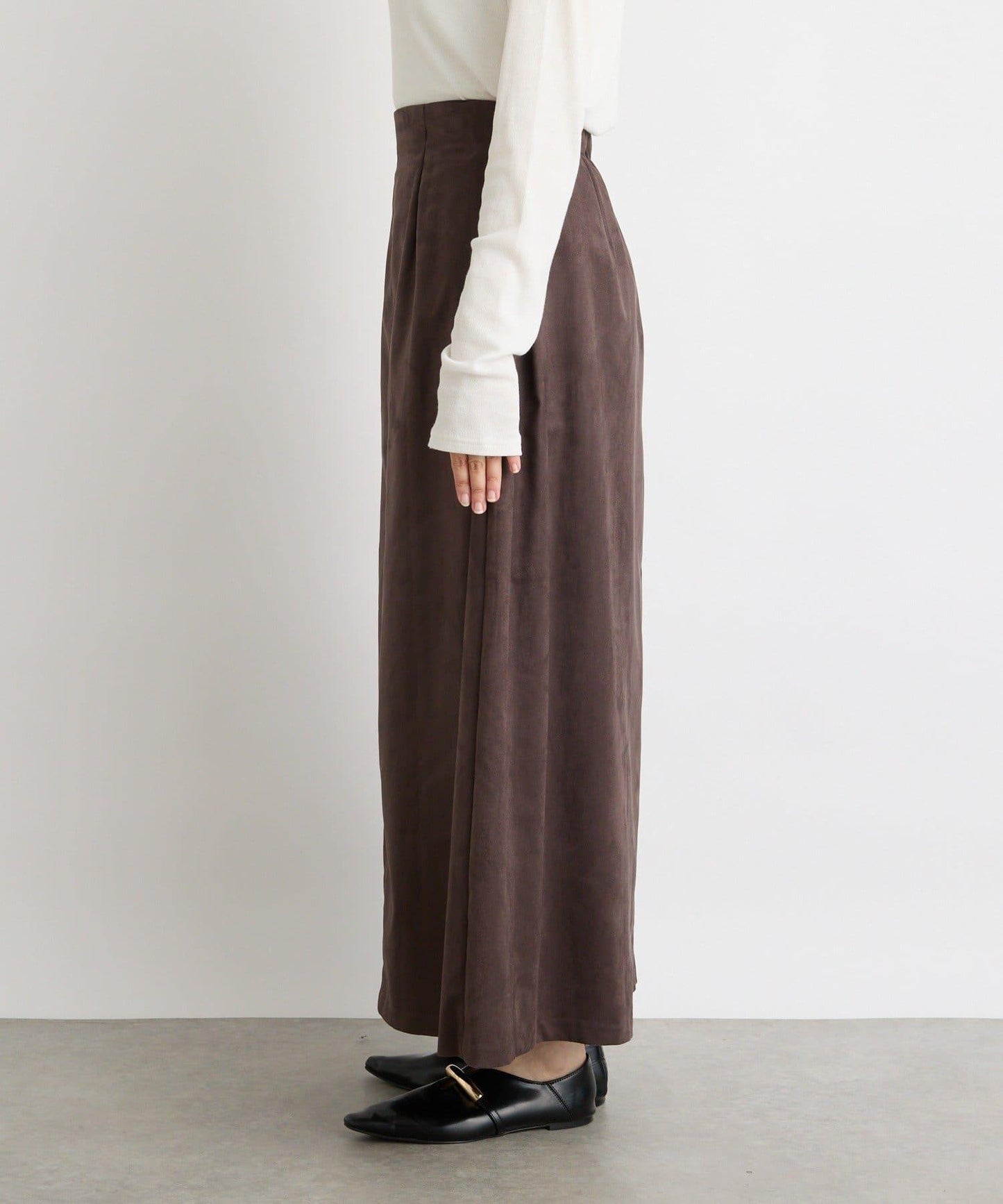 【RIVE DROITE】磨毛面料側褶半身裙