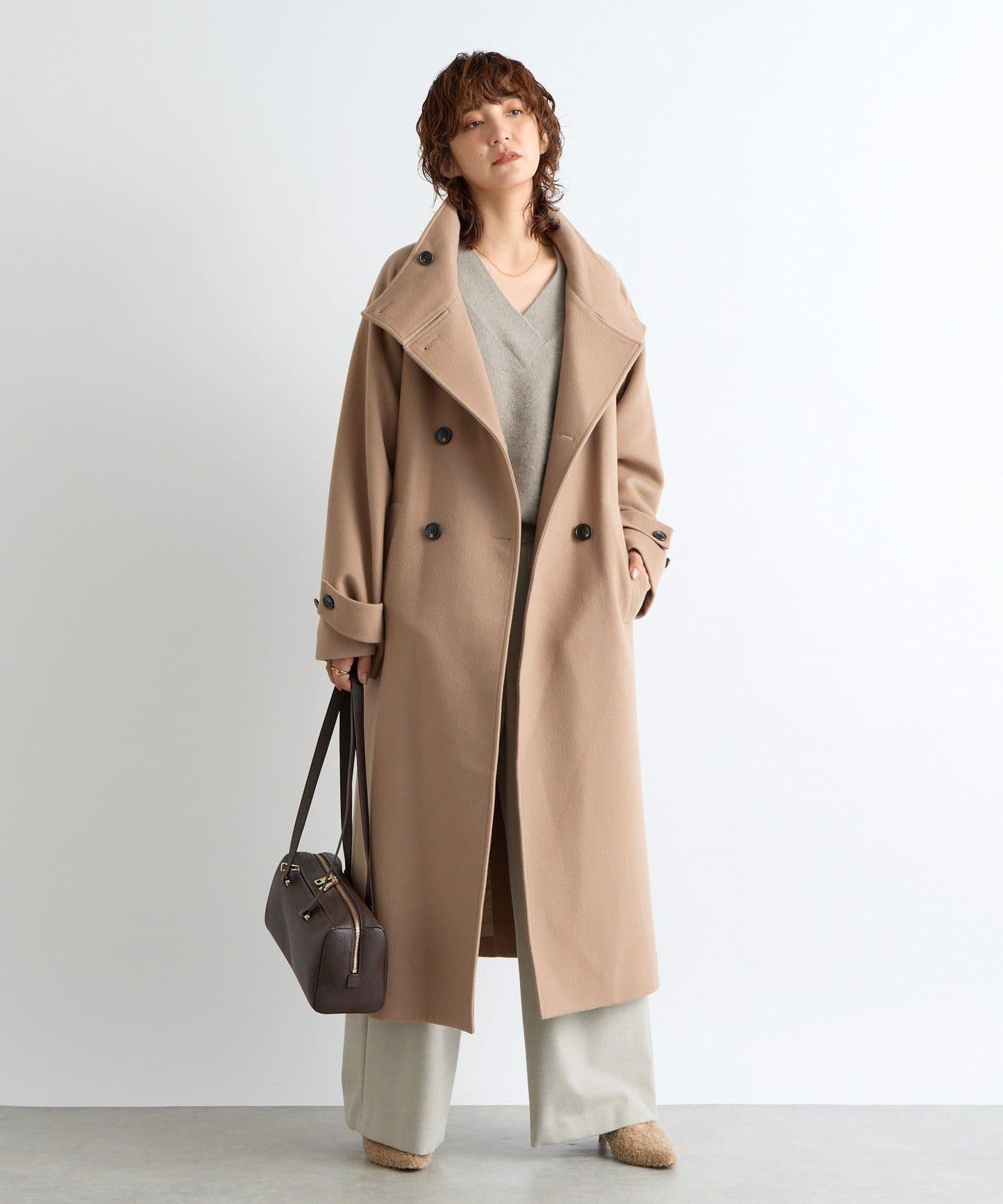 【顯瘦】立領繫帶大衣