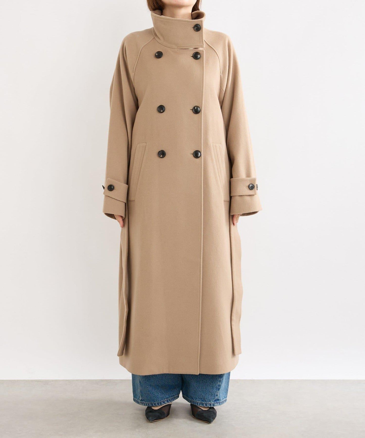 【顯瘦】立領繫帶大衣