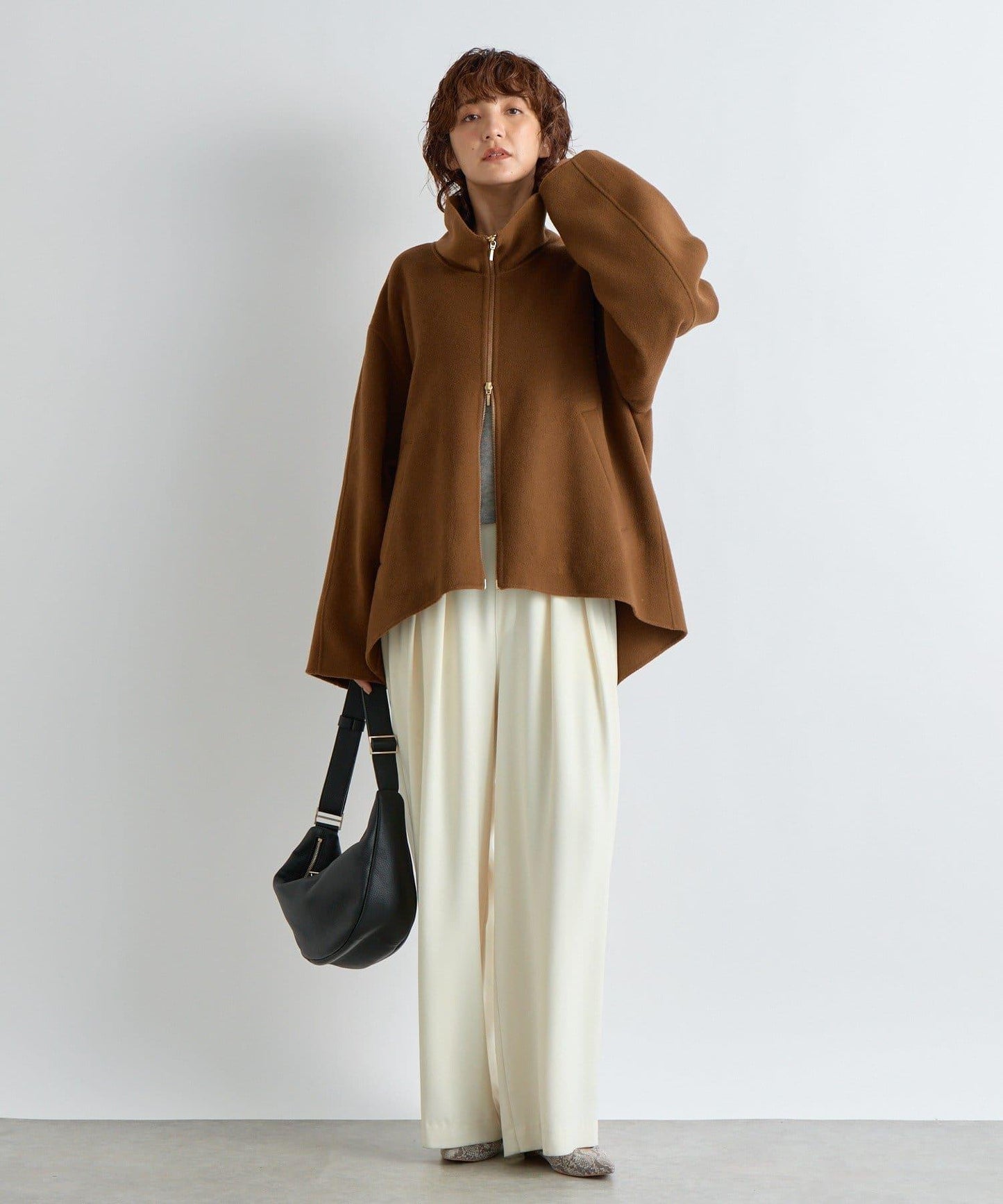 【帥氣穿搭】立領拉鍊雙面呢大衣