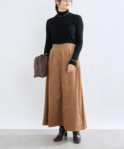 【RIVE DROITE】磨毛面料側褶半身裙