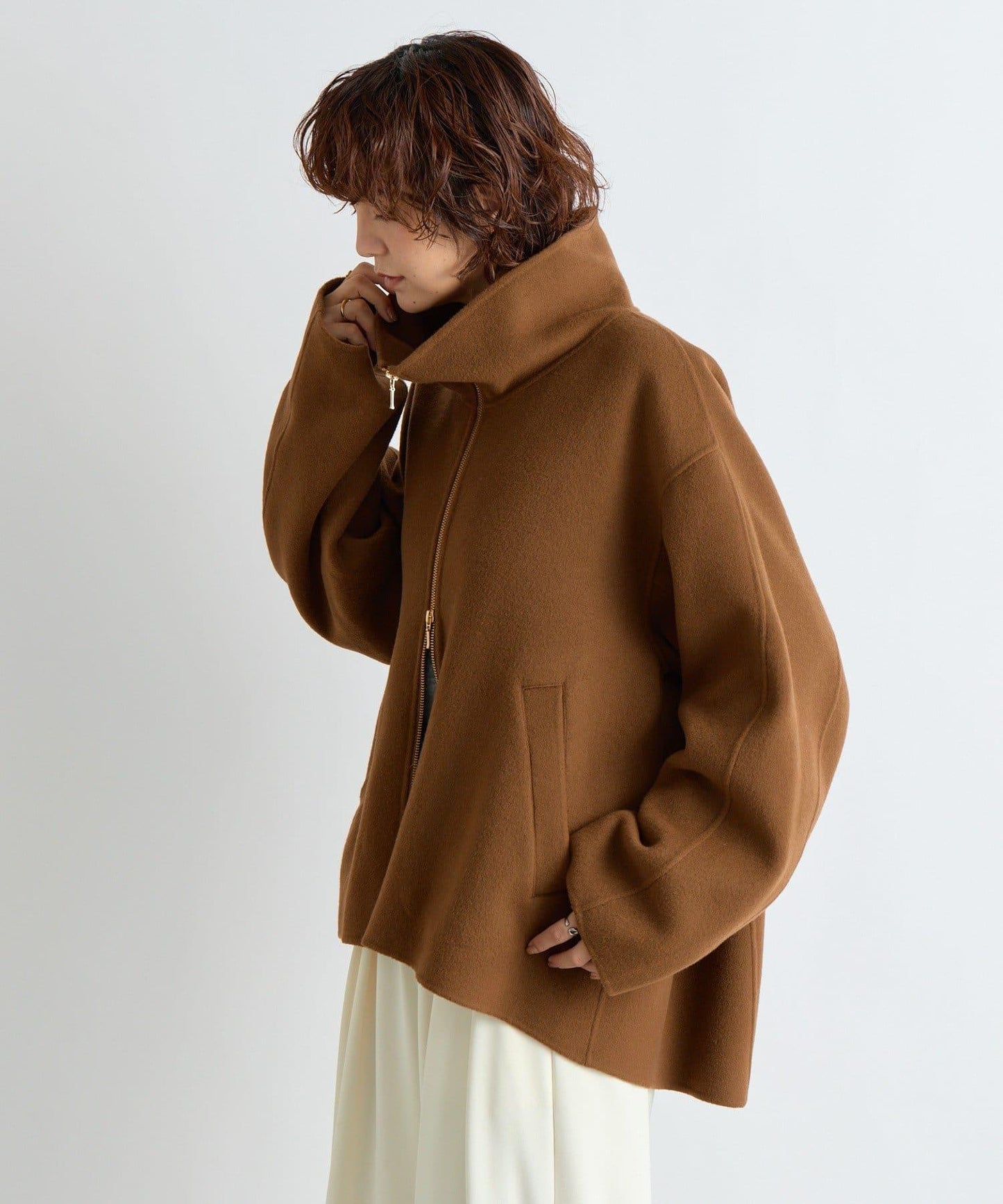 【帥氣穿搭】立領拉鍊雙面呢大衣