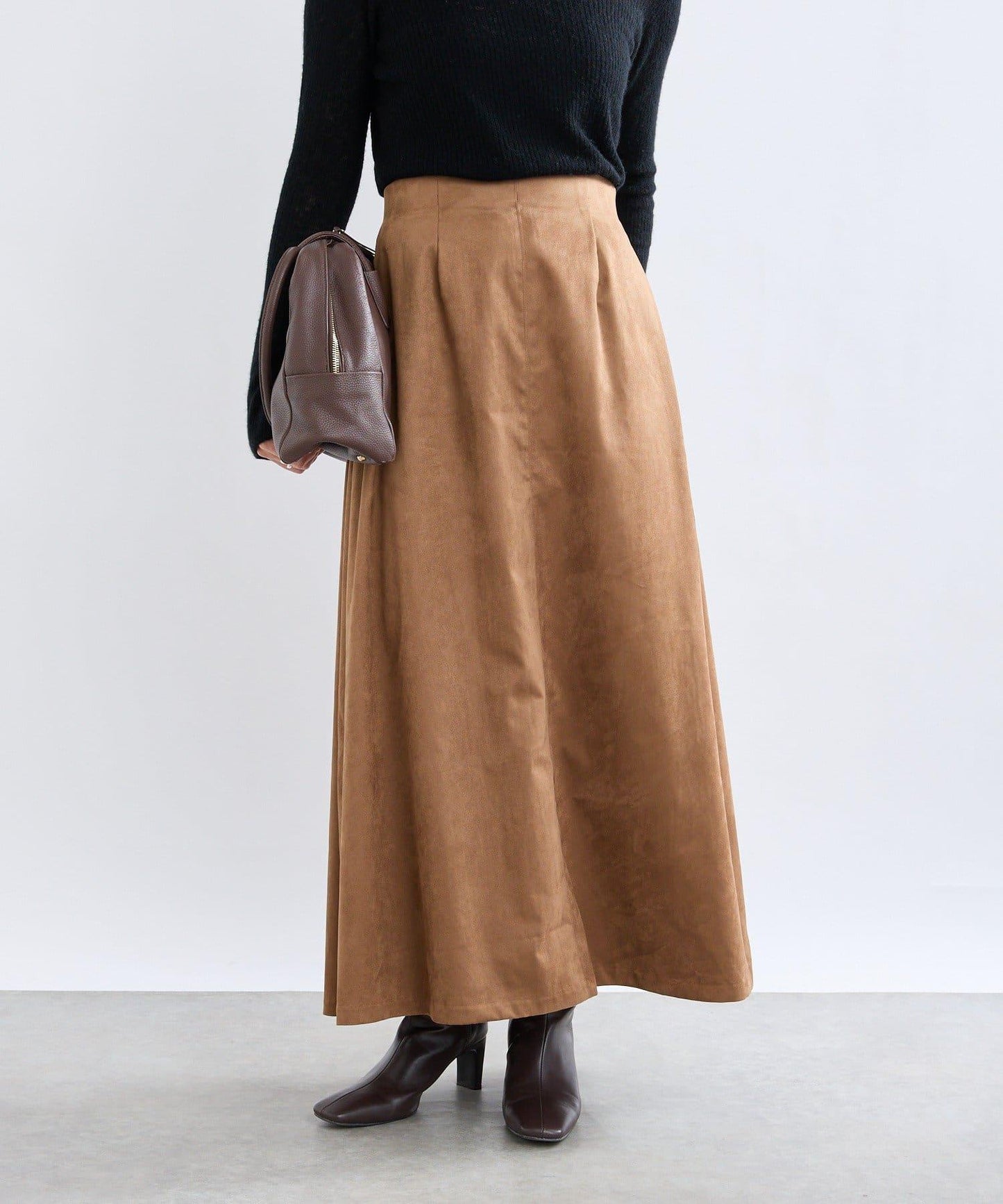 【RIVE DROITE】磨毛面料側褶半身裙