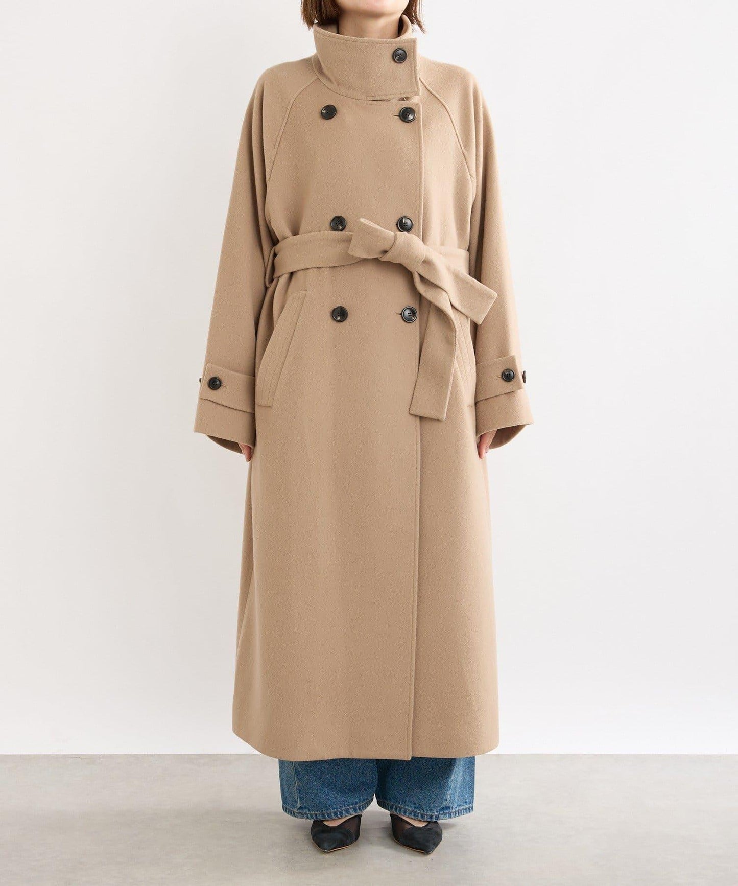 【顯瘦】立領繫帶大衣