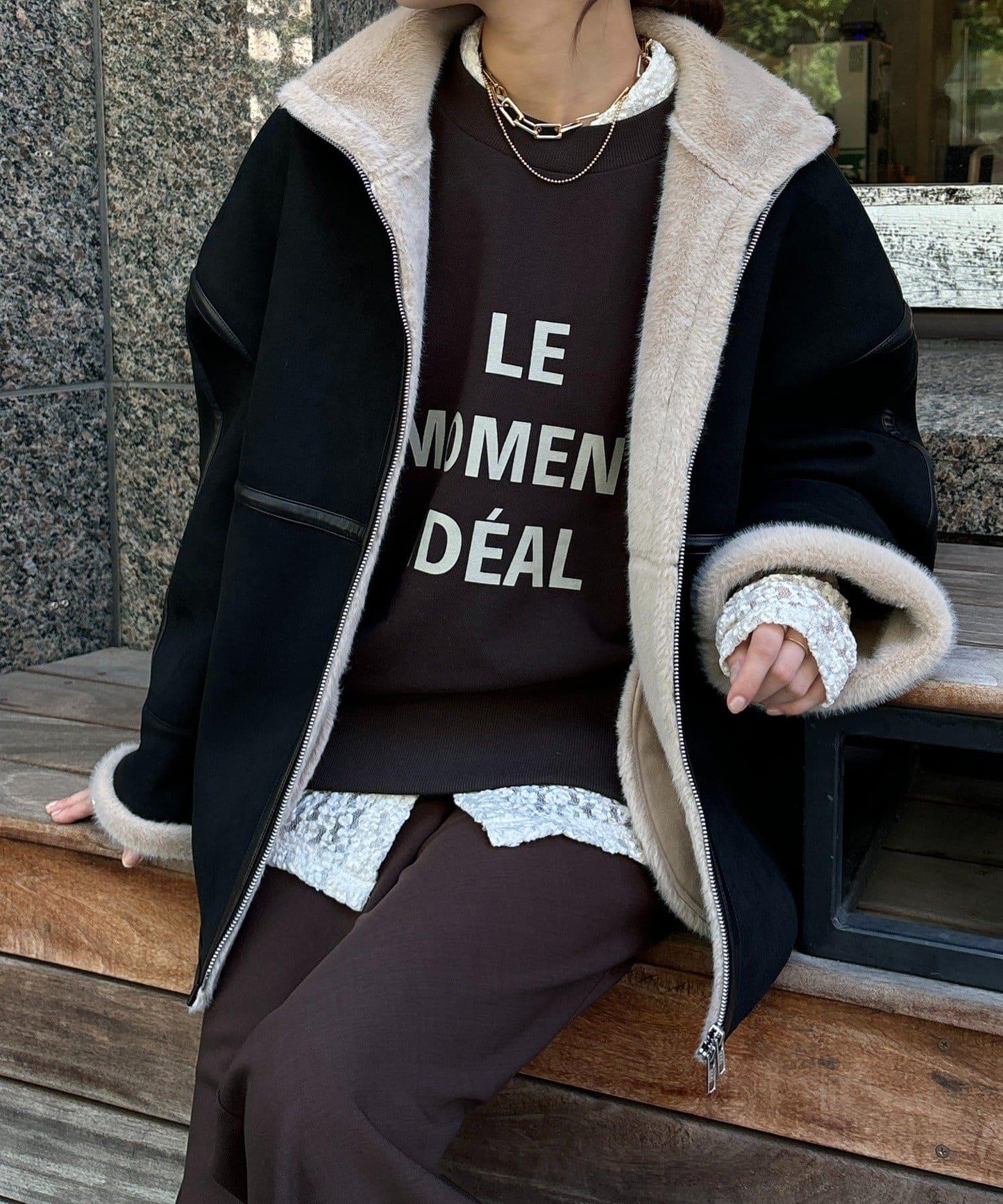 LE MOMENT 2WAY拉鍊套頭衫