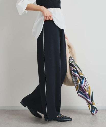 舒適穿著感側邊條紋針織褲