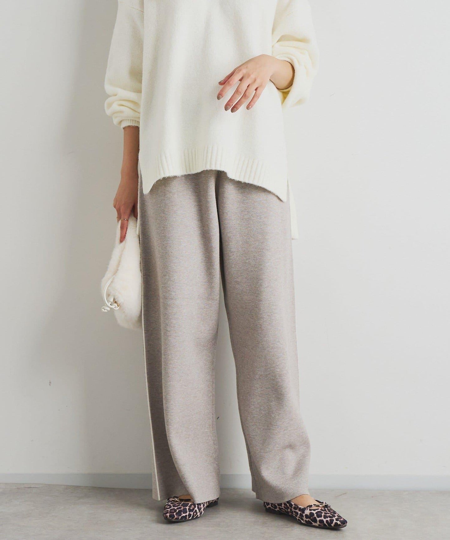 舒適穿著感側邊條紋針織褲