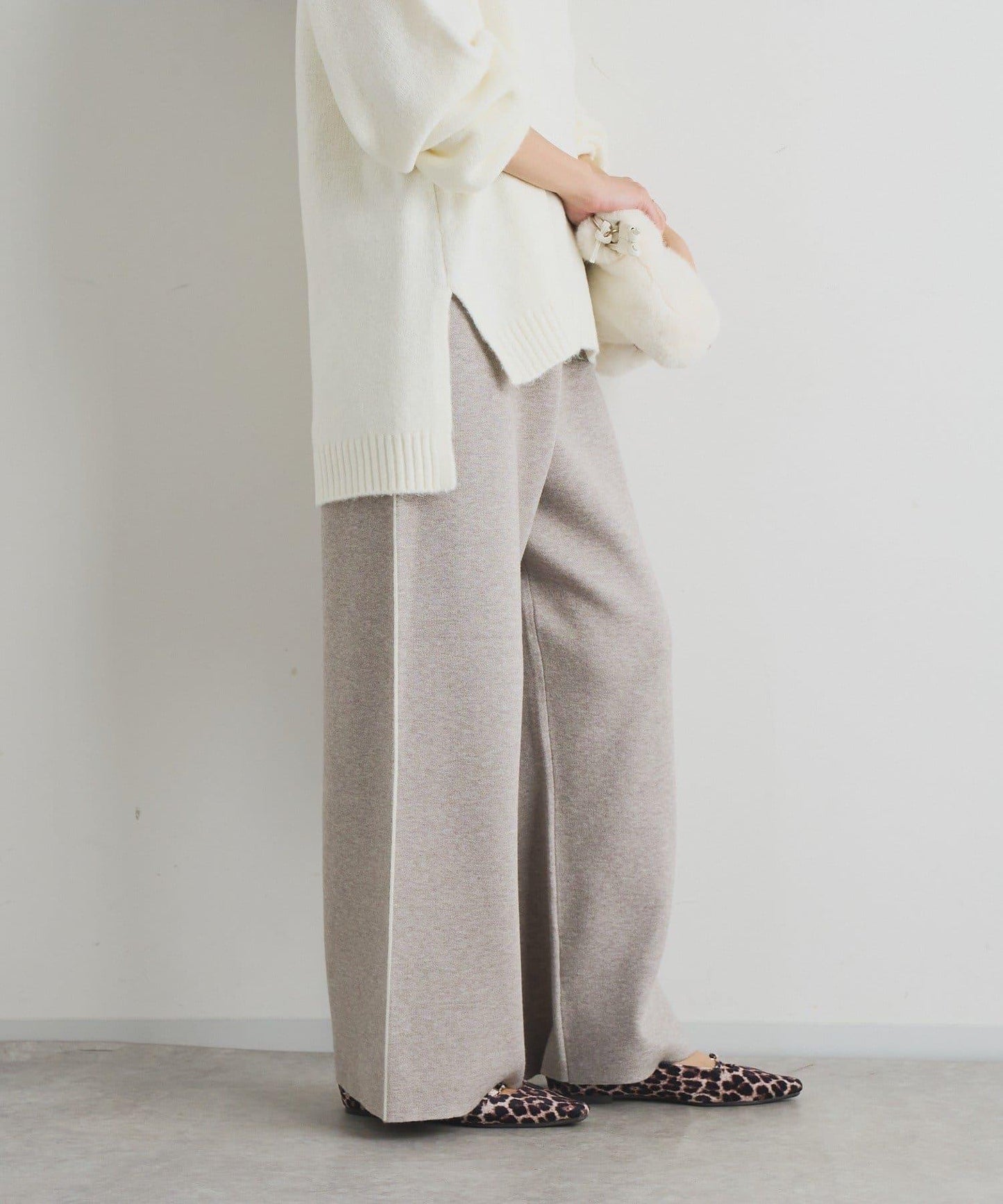 舒適穿著感側邊條紋針織褲