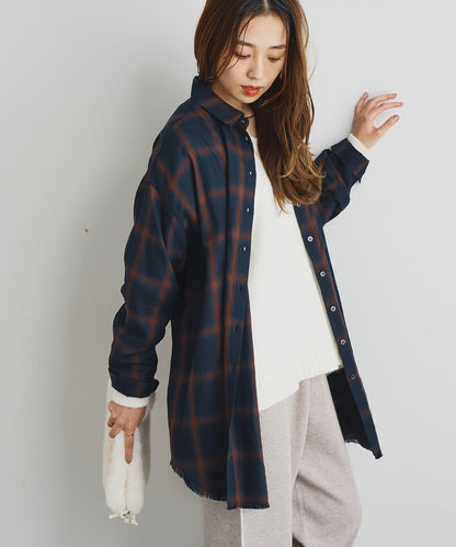 《こなれ感を演出》先染漸變格子襯衫