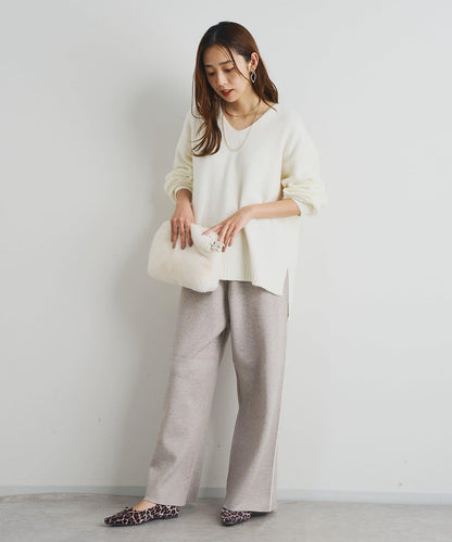 舒適穿著感側邊條紋針織褲