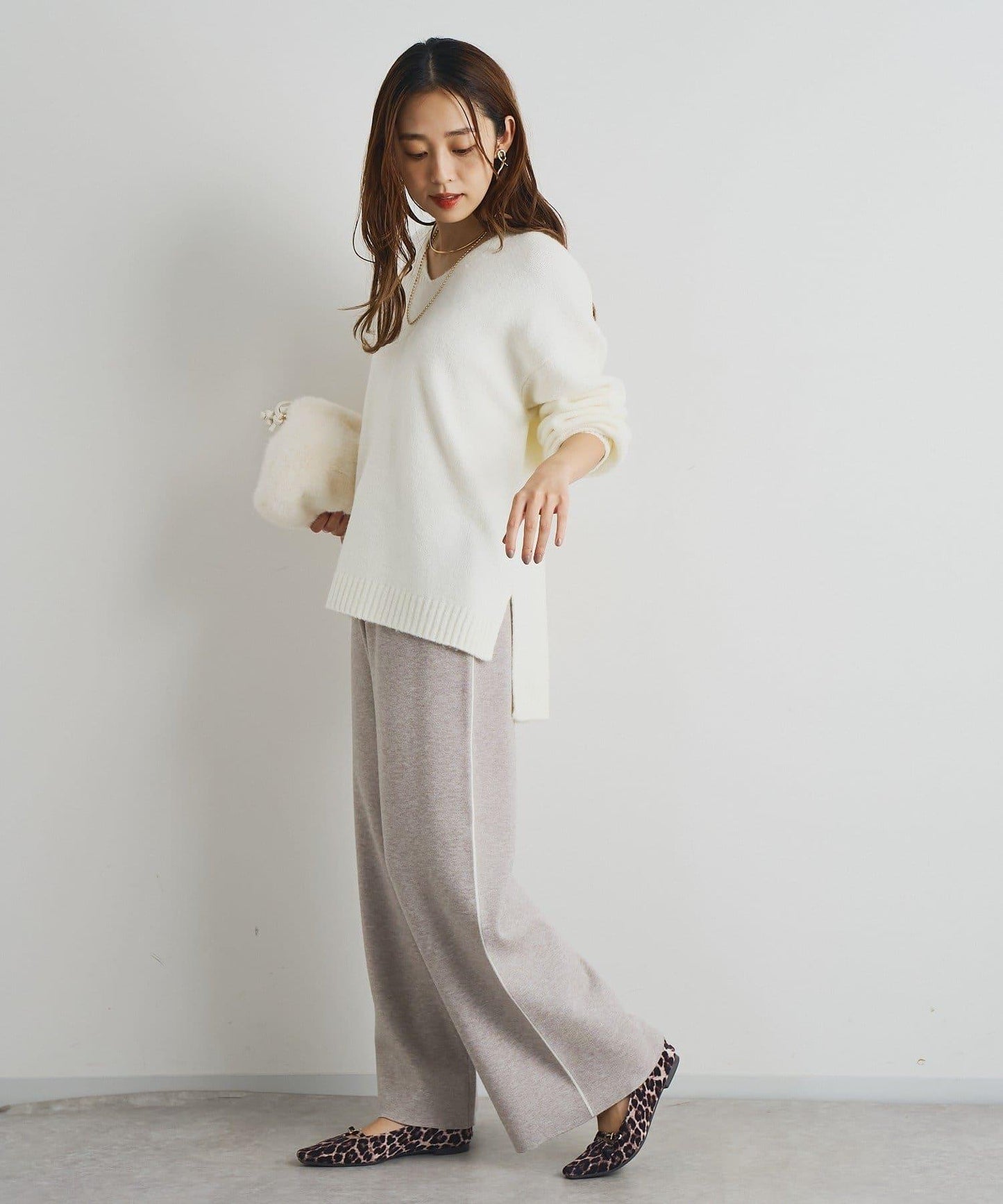 舒適穿著感側邊條紋針織褲