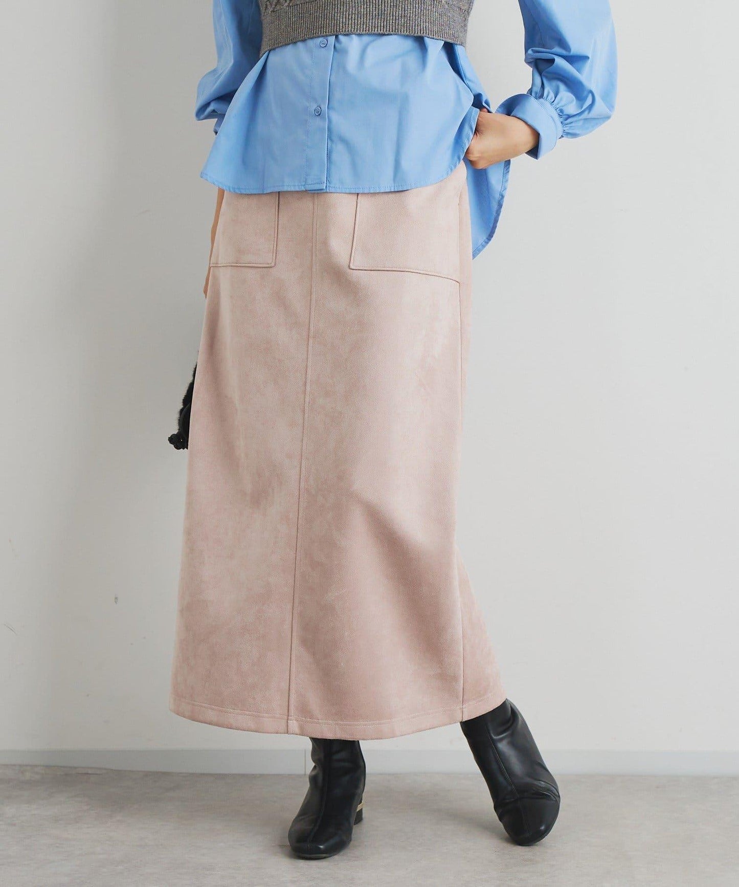 《女性優雅身形》棉花糖絨面窄身半身裙