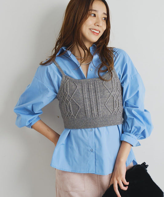 時尚風格針織背心套裝高密度襯衫