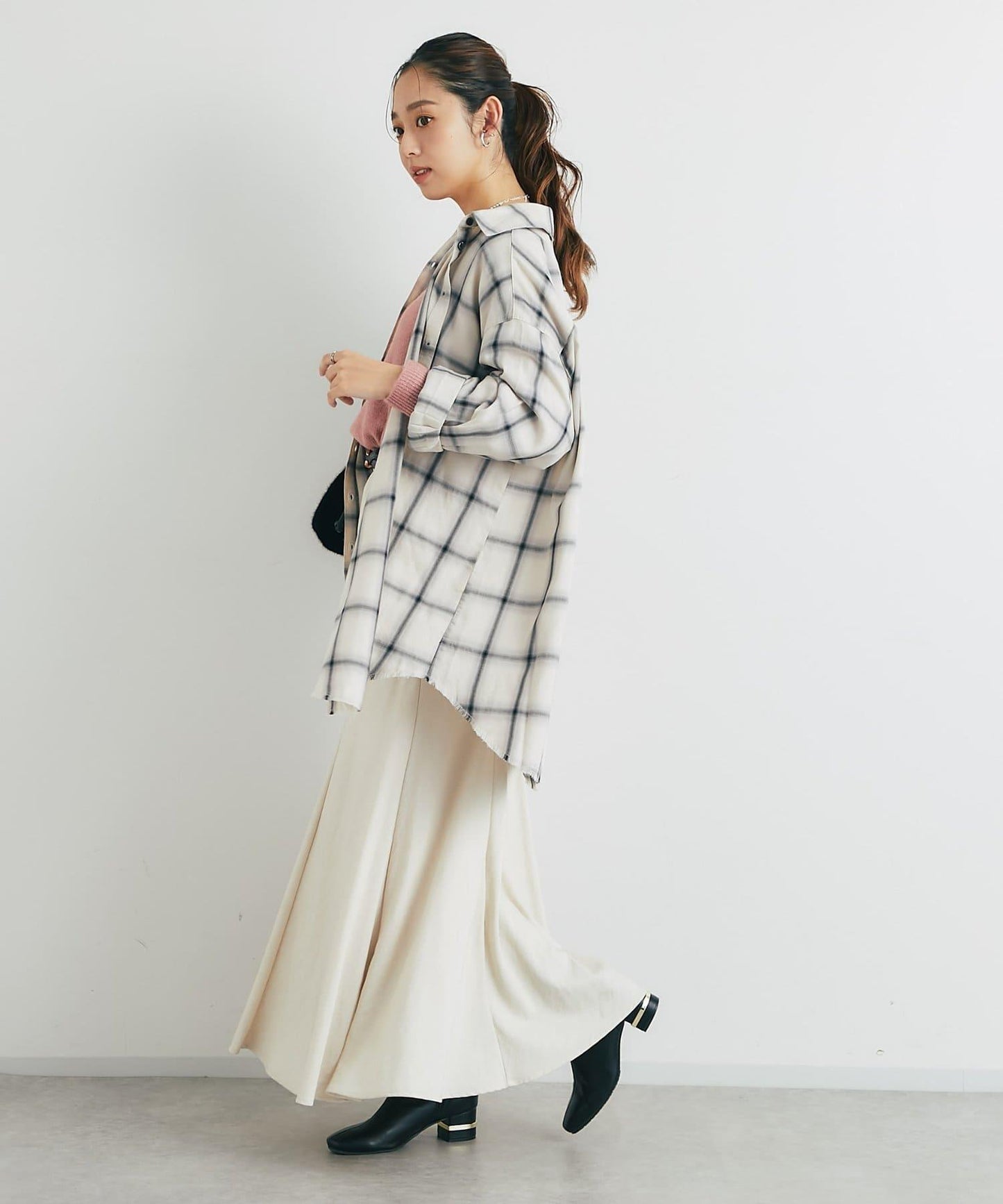 《こなれ感を演出》先染漸變格子襯衫