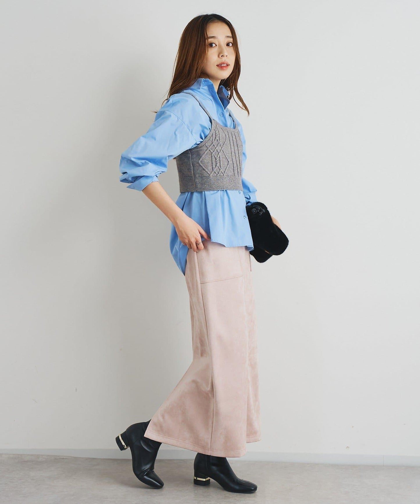 《女性優雅身形》棉花糖絨面窄身半身裙