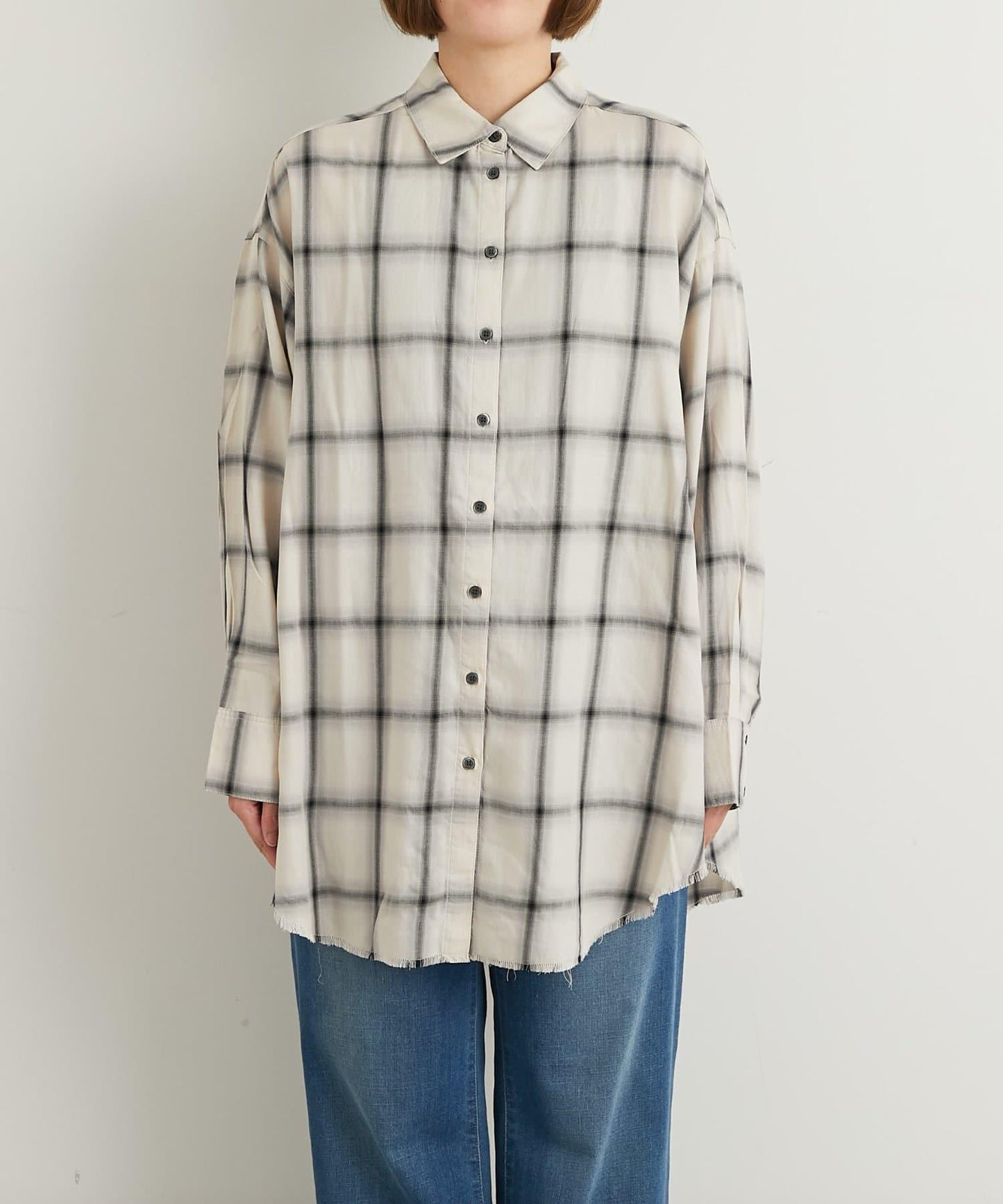 《こなれ感を演出》先染漸變格子襯衫