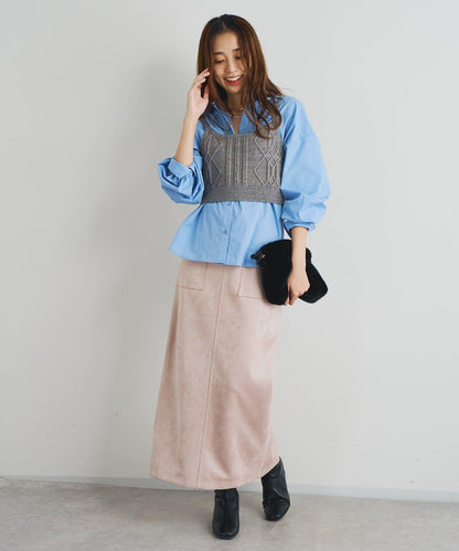 《女性優雅身形》棉花糖絨面窄身半身裙