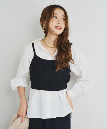 時尚風格針織背心套裝高密度襯衫