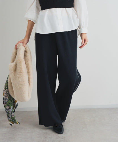 舒適穿著感側邊條紋針織褲