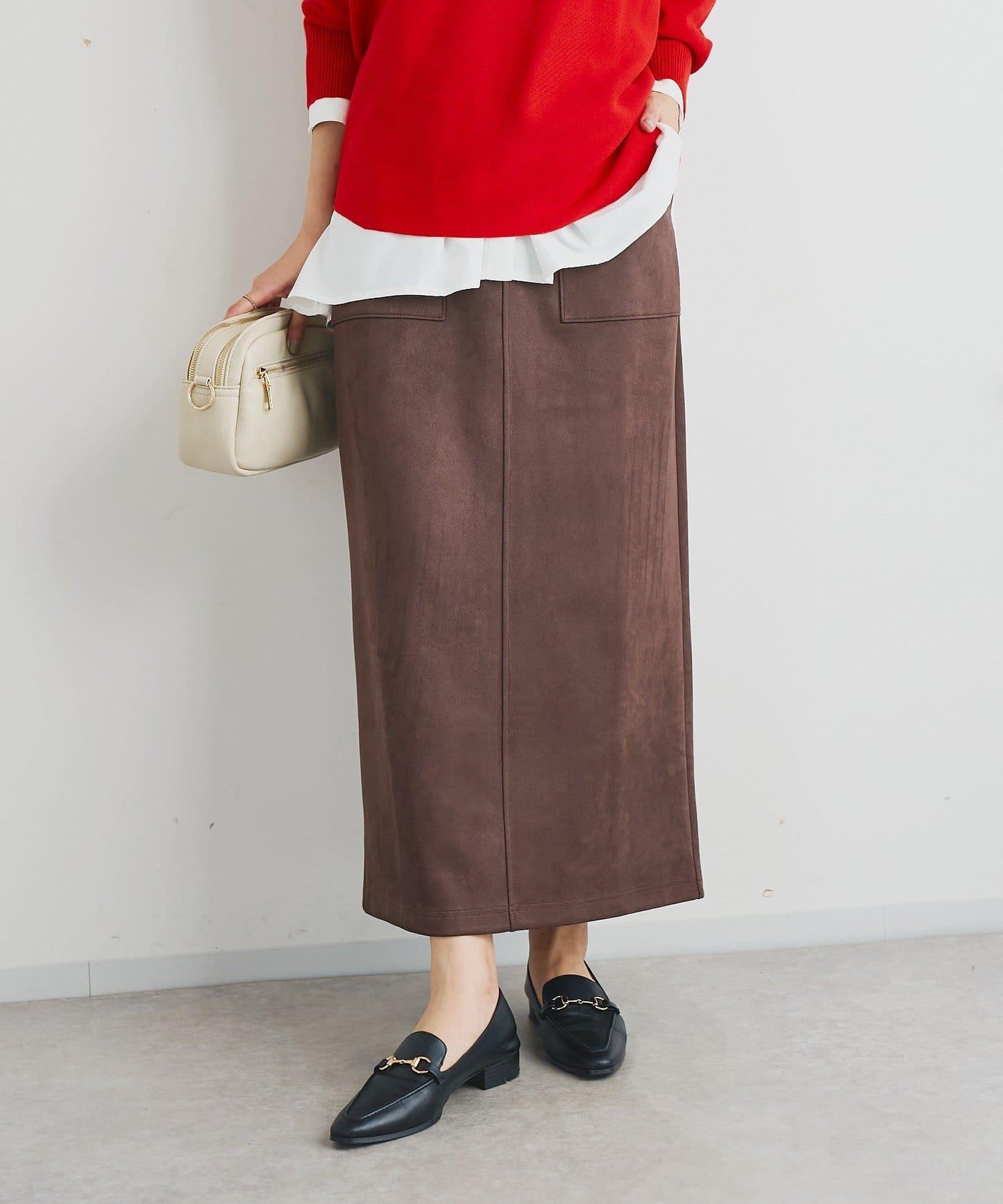 《女性優雅身形》棉花糖絨面窄身半身裙