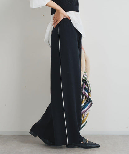 舒適穿著感側邊條紋針織褲