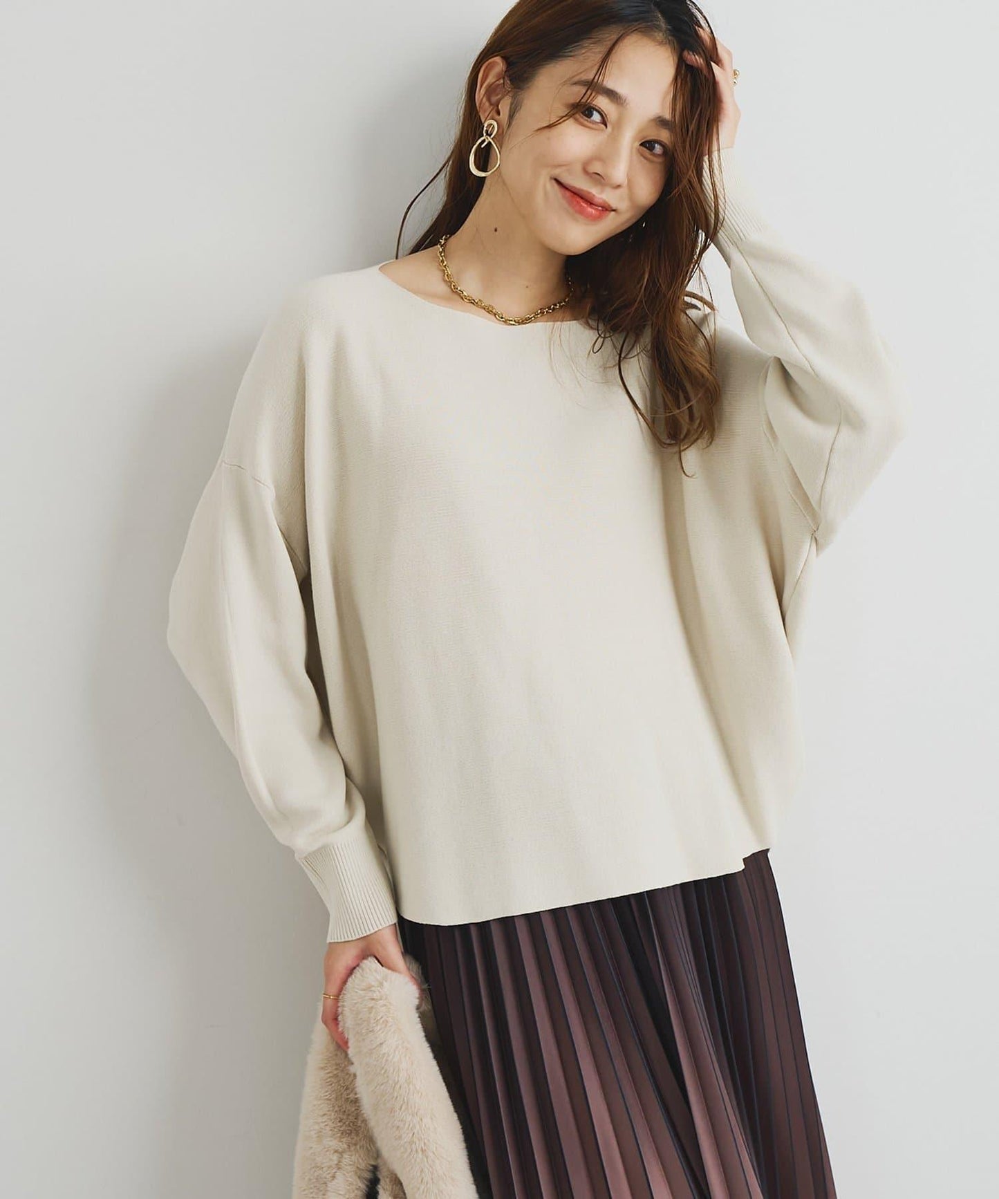 《著回し力抜群》14針高密度圓弧下襬套頭衫