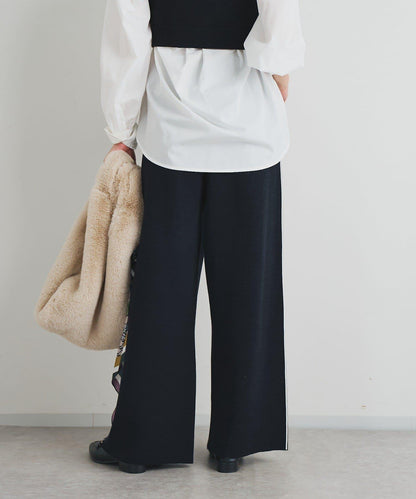 舒適穿著感側邊條紋針織褲