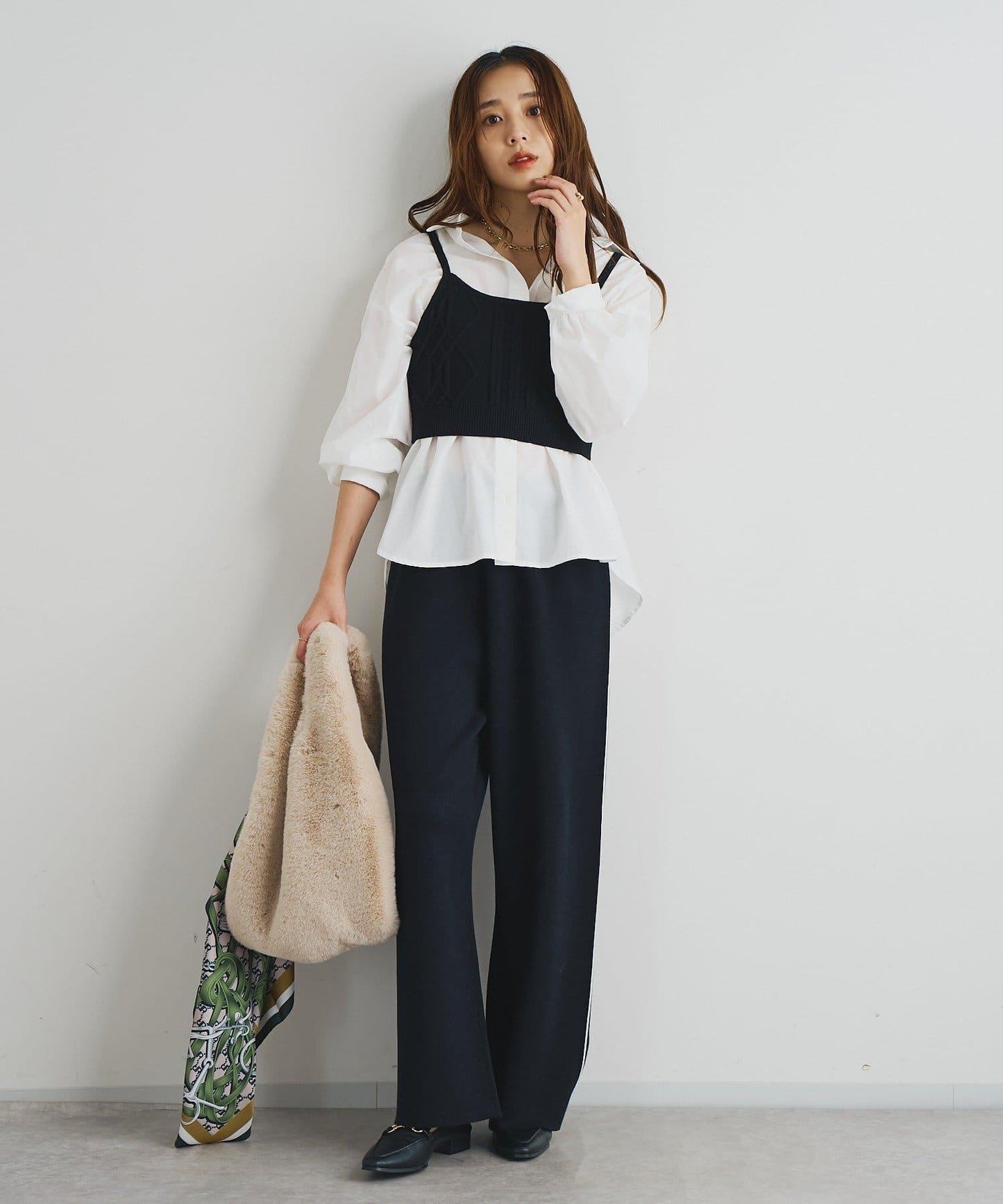 舒適穿著感側邊條紋針織褲