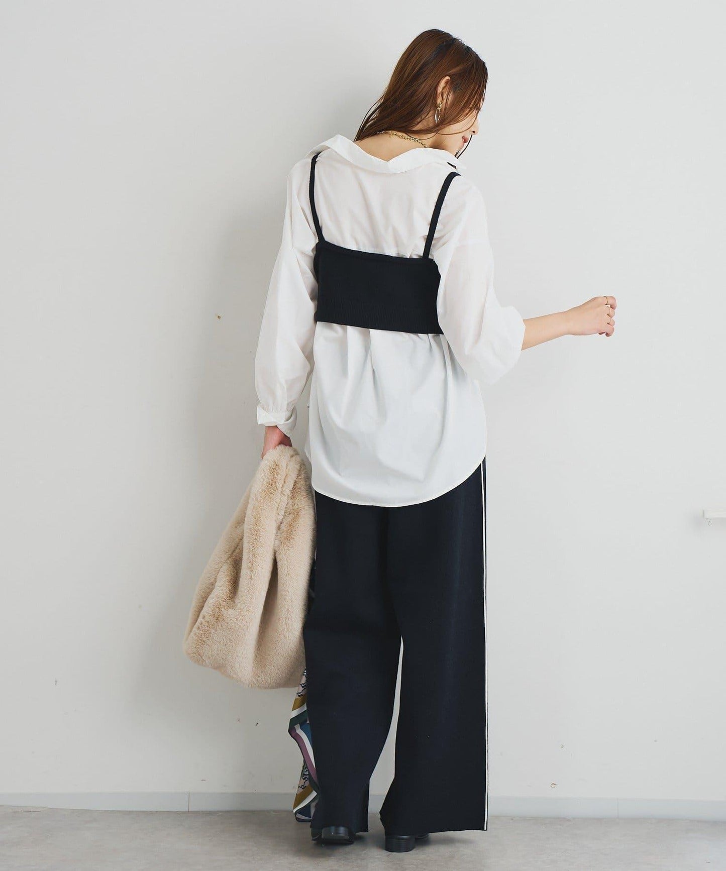 時尚風格針織背心套裝高密度襯衫