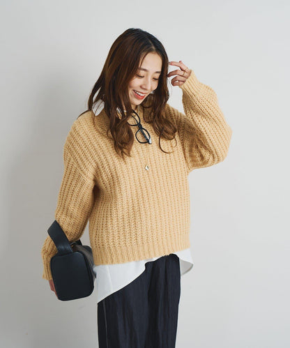 《ふわふわな著心地》粗花呢毛線針織衫