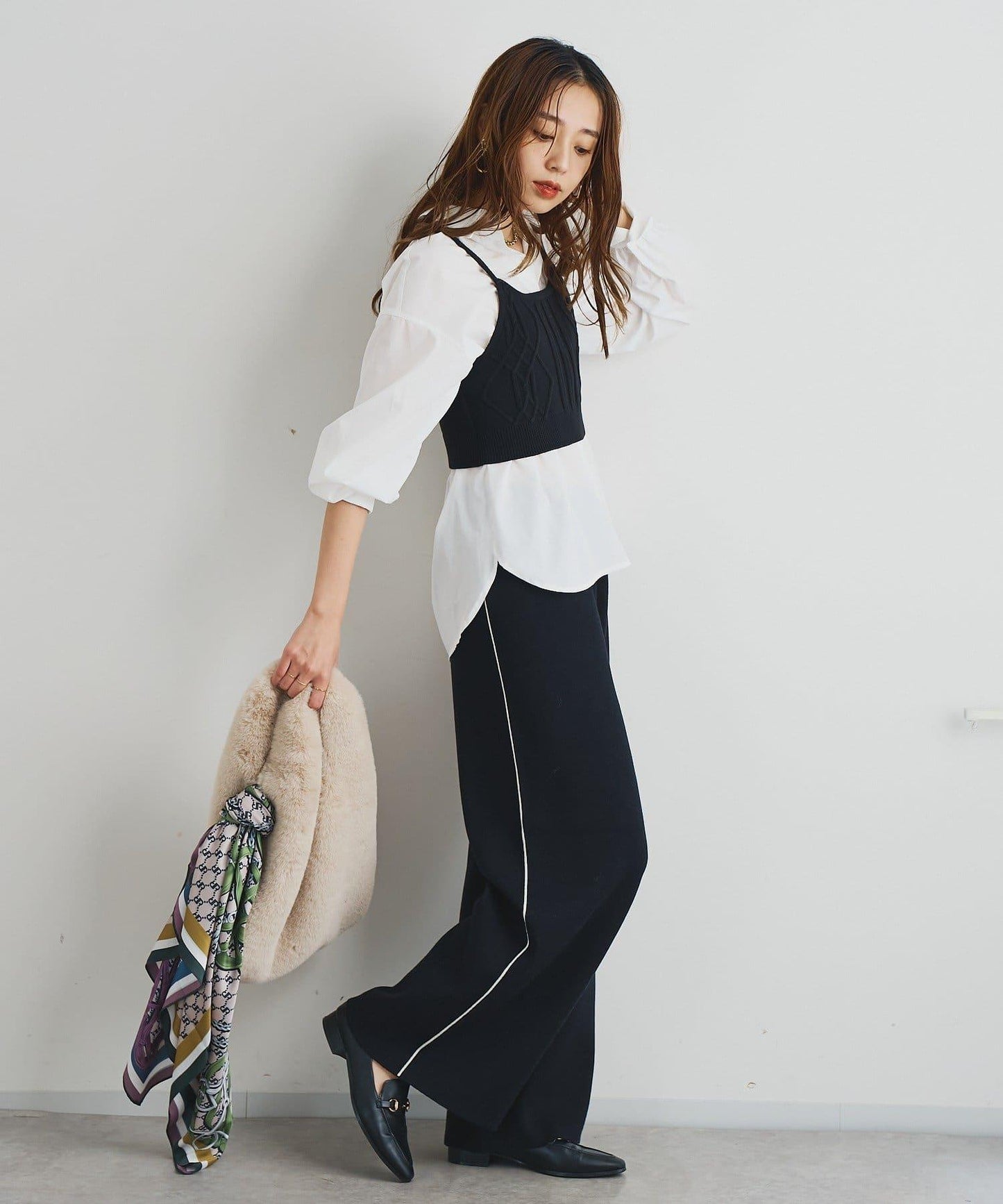 舒適穿著感側邊條紋針織褲