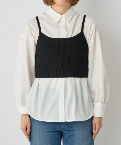 時尚風格針織背心套裝高密度襯衫